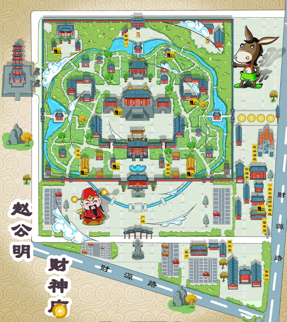 潮州寺庙类手绘地图